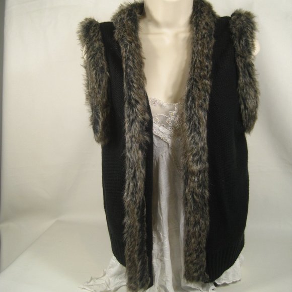 Wet Seal Sweaters - Wet Seal Womens Sweater Vest Medium Brown Faux Fur
